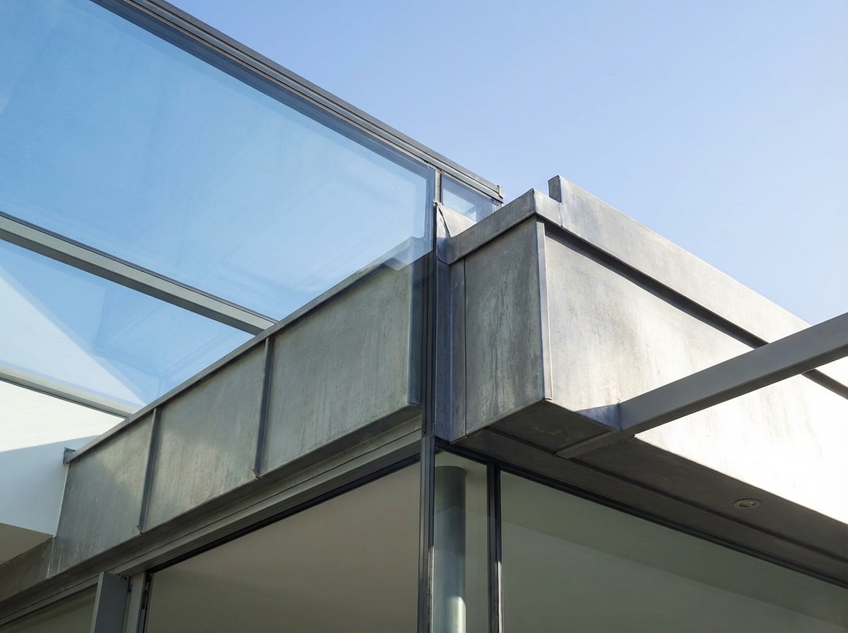 Architectural detail of a rear extension rooflight and glass roof