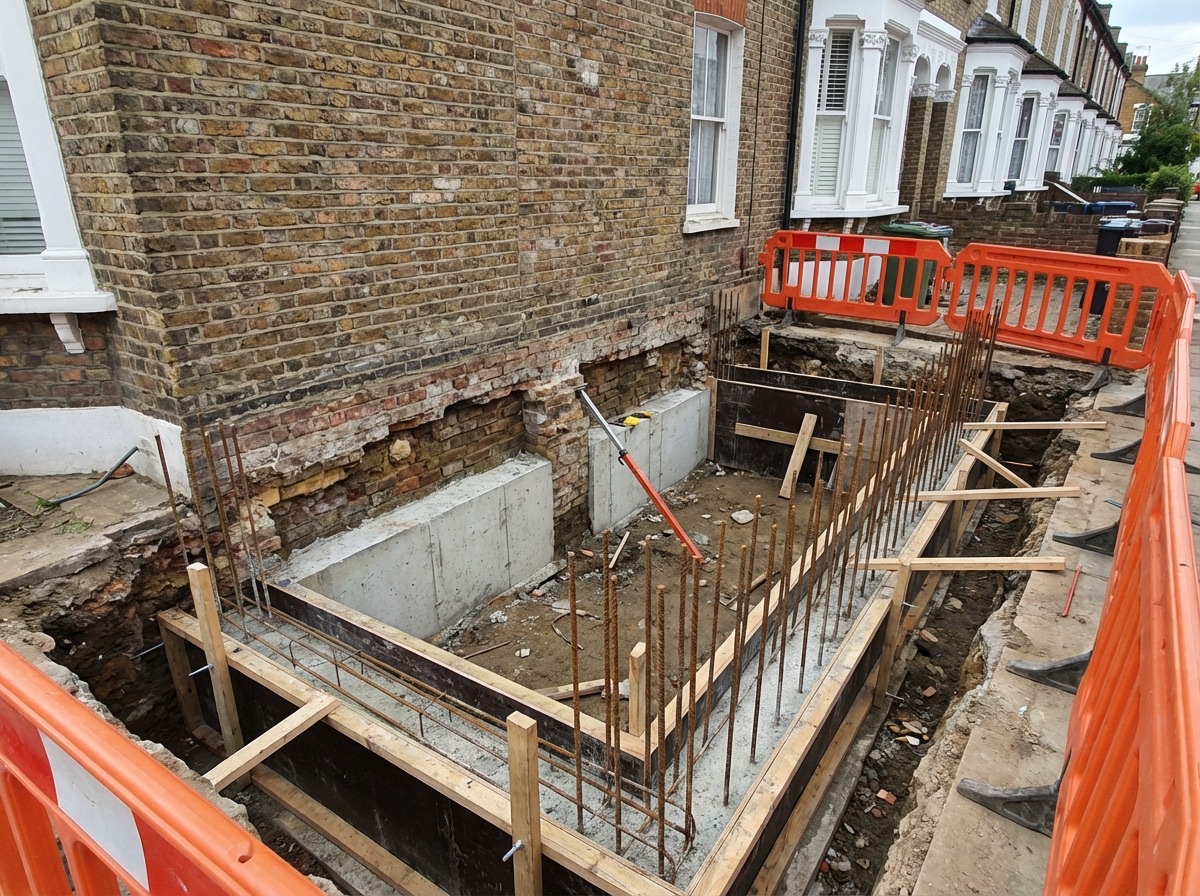 Underpinning work on a London residential property foundation