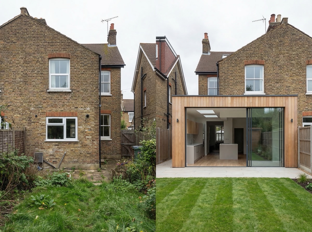 Completed house extension in Hampton area