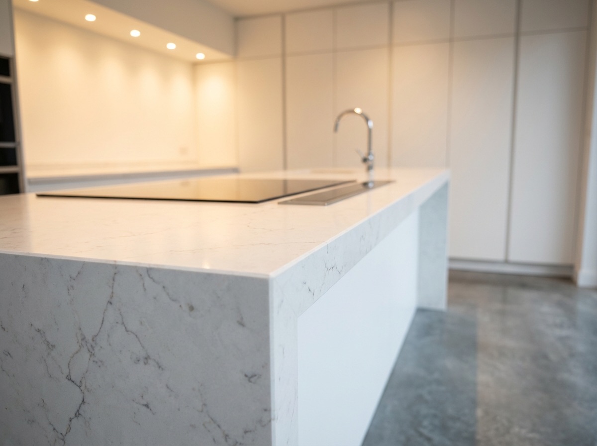 Polished concrete floor and handleless kitchen