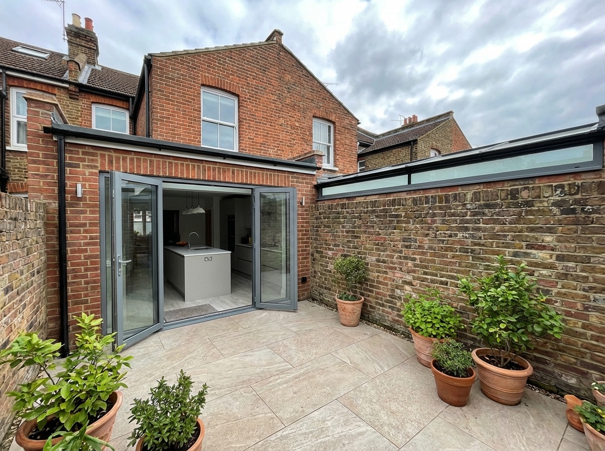Side-return kitchen extension with glazed rooflight